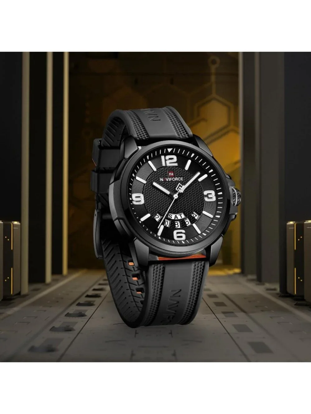 Unisex Black Analog Quartz Silicone Strap Sports Military Waterproof Wrist Watch